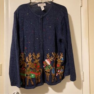 Vintage Tiara International Ugly Christmas Reindeer Sweater